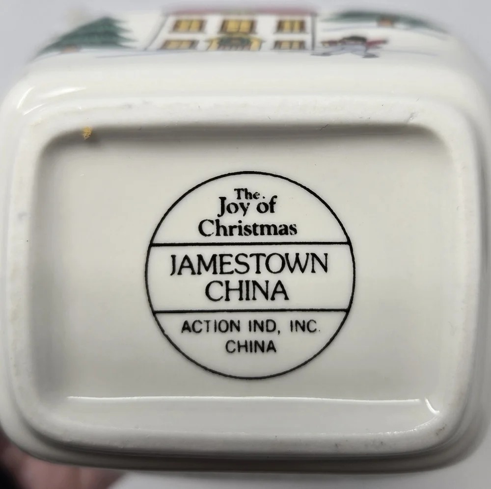 JAMESTOWN CHINA THE JOY OF CHRISTMAS 3 PIECE SET CREAM SUGAR CANISTER HOLIDAY